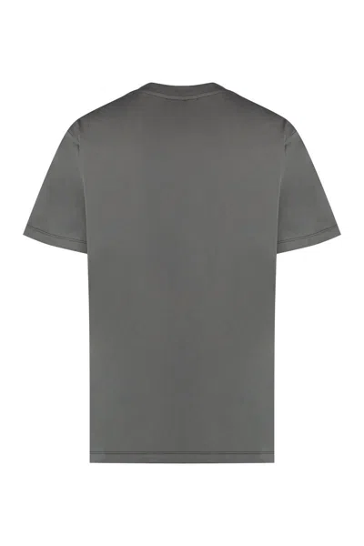 Shop Ganni Printed Cotton T-shirt In Grey