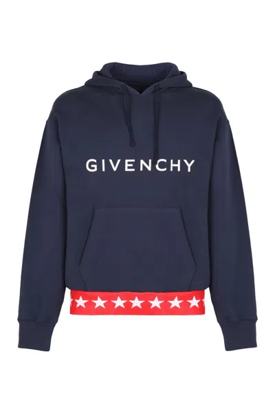 Shop Givenchy Cotton Hoodie In Blue
