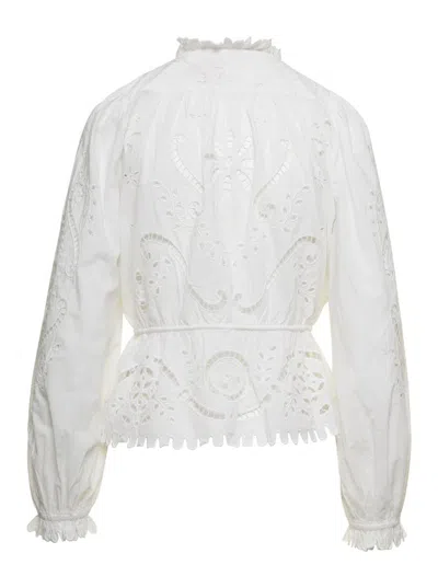 Shop Sea Nyc Liat Embroidery L/slv Top (d2) In White