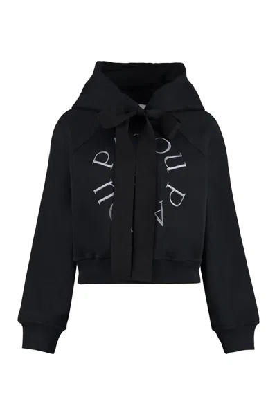 Shop Patou Logo Cotton Hoodie In Black