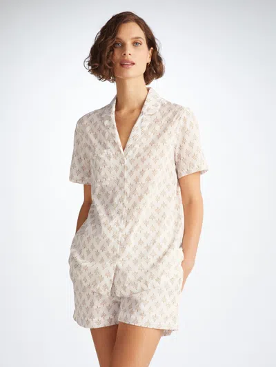 Shop Derek Rose Women's Short Pyjamas Nelson 101 Cotton Batiste White