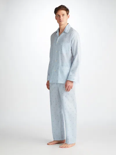 Shop Derek Rose Men's Classic Fit Pyjamas Nelson 100 Cotton Batiste Blue