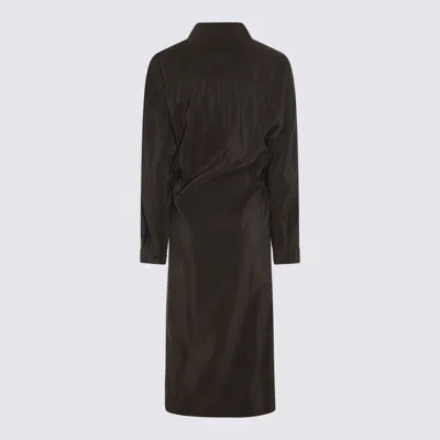 Shop Lemaire Black Silk Dress In Dark Espresso
