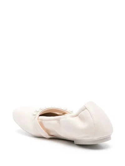 Stuart Weitzman Mary Jane Goldie Ballet Flats With Decorative Pearls In Nude & Neutrals
