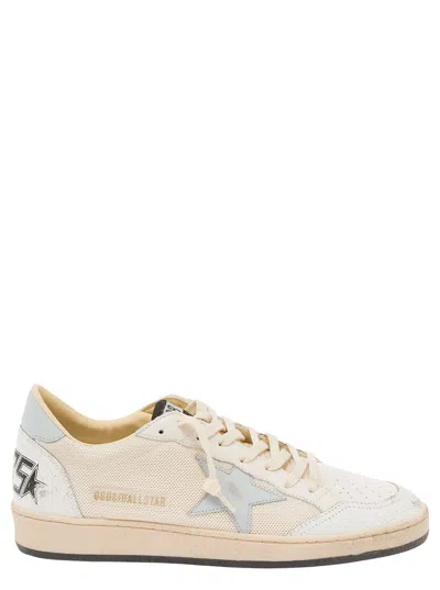 Shop Golden Goose 'ball-star' White Vintage Low Top Sneakers With Logo In Leather Man In Beige