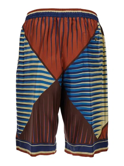 Shop Dolce & Gabbana Bermuda Shorts With Multicolor Geometric Print In Silk Man