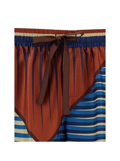 Shop Dolce & Gabbana Bermuda Shorts With Multicolor Geometric Print In Silk Man