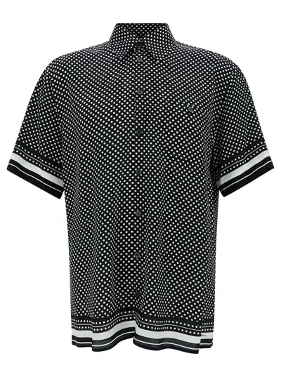 Shop Dolce & Gabbana Black And White Shirt With Polka-dots Motif And Patch Pocket In Silk Man