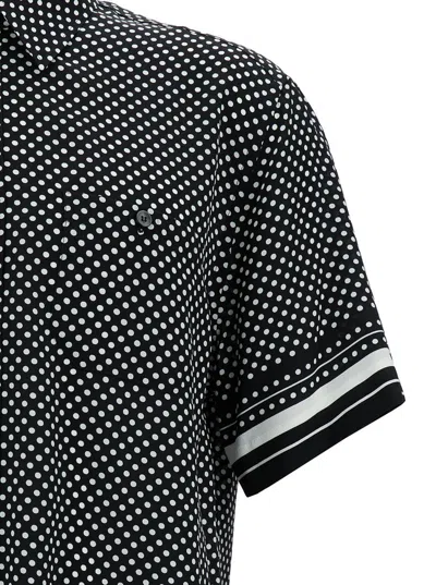 Shop Dolce & Gabbana Black And White Shirt With Polka-dots Motif And Patch Pocket In Silk Man