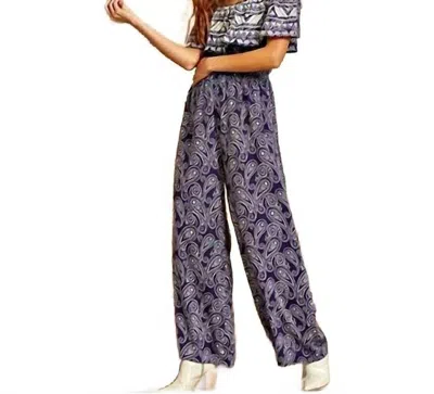 Shop Andree By Unit Paisley Off Shoulder Jumpsuit In Navy In Blue