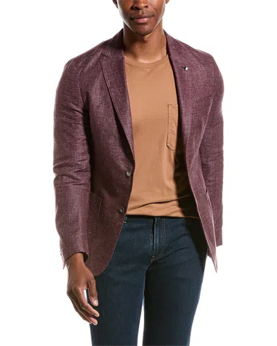 Shop Hugo Boss Linen & Wool-blend Blazer In Pink
