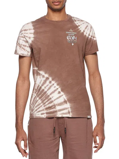 Shop Elevenparis Mens Tie-dye Graphic T-shirt In Brown