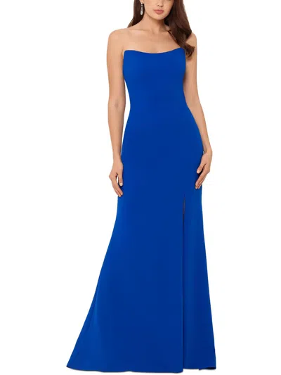 Shop Betsy & Adam Womens Strapless Long Evening Dress In Blue