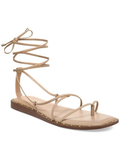 Shop Alfie Nova Womens Faux Leather Flat Gladiator Sandals In Beige