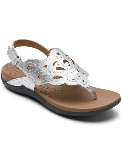 Shop Rockport Ridge Sling Womens Faux Leather Metallic Slingback Sandals In White