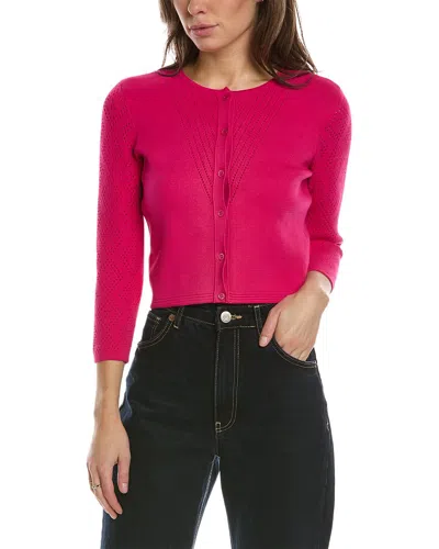 Carolina Herrera Pointelle Cardigan In Red
