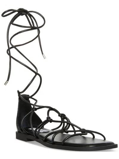 Shop Steve Madden Ainsley Womens Faux Leather Caged Gladiator Sandals In Black