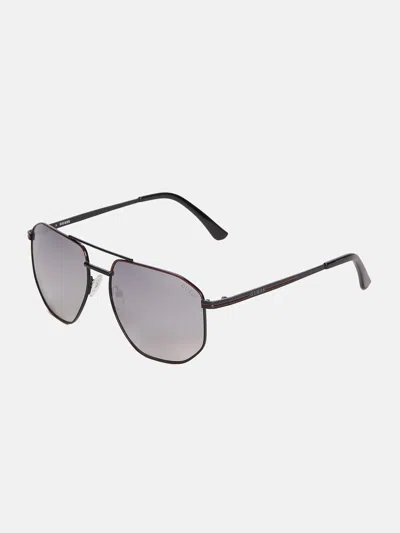 Shop Guess Factory Geometric Metal Navigator Sunglasses In Black