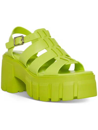 Shop Madden Girl Gennesis Womens Faux Leather Lug Sole Platform Sandals In Green