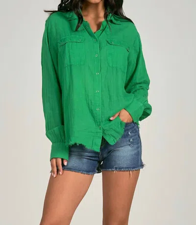 Shop Elan Collared Button Down Shirt In Emerald In Green