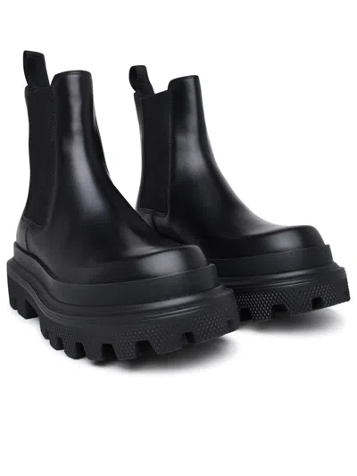 Shop Dolce & Gabbana Black Leather Ankle Boots