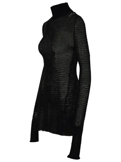 Shop Mm6 Maison Margiela Black Wool Blend Turtleneck Sweater