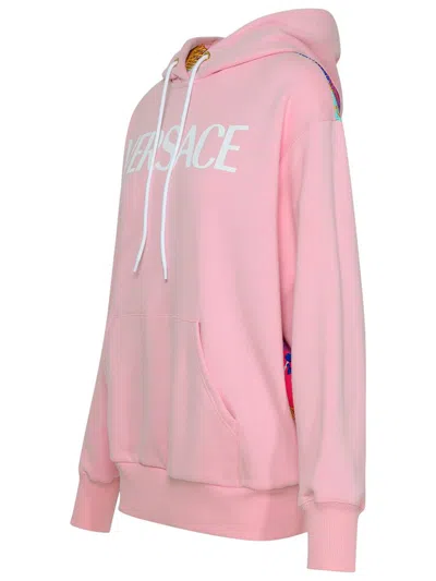 Shop Versace Maxi Logo Hoodie In Pink
