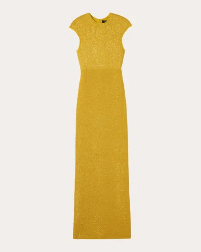 Shop St John Women's Sequin Knit Cap-sleeve Gown In Yellow