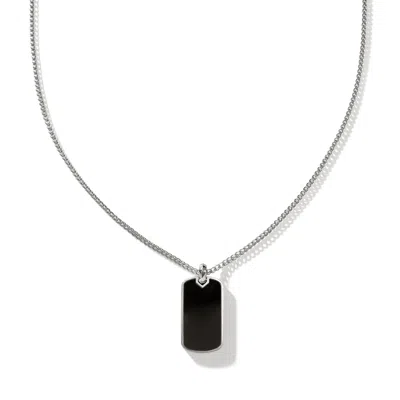 John Hardy Sterling Silver Onyx Etruscan Dog Tag Pendant Necklace, 22 In Sterling Silver