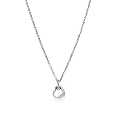 John Hardy Silver Pebble Diamond Heart Pendant Necklace, 16-18 In Silver