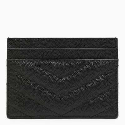 Saint Laurent Monogram Matelasse Leather Card Holder In Black