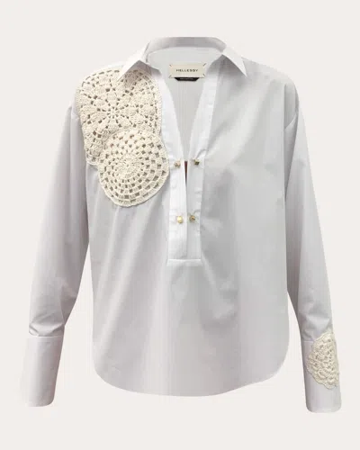 Shop Hellessy Women's Myles Crochet Poplin Shirt In White/ecru