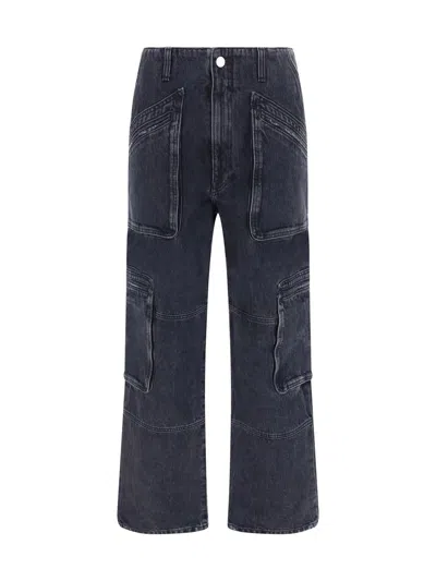 Amiri High-rise Wide-leg Denim Cargo Pants In Faded Black