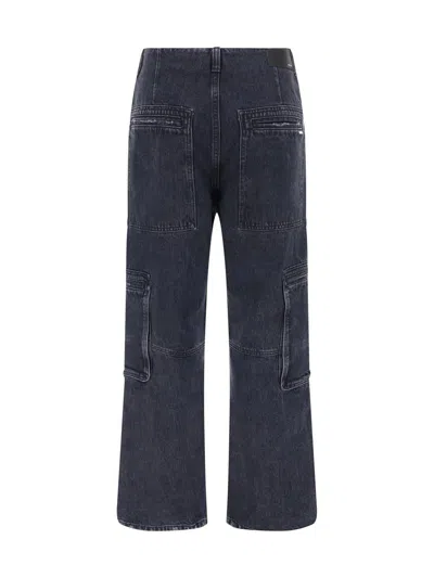 Amiri High-rise Wide-leg Denim Cargo Pants In Faded Black