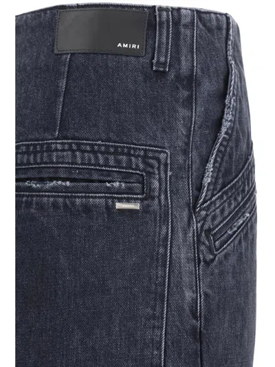 Amiri High-rise Wide-leg Denim Cargo Pants In Faded Black