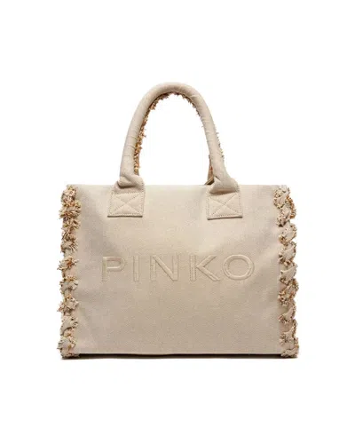 Shop Pinko Handbag In Ecru