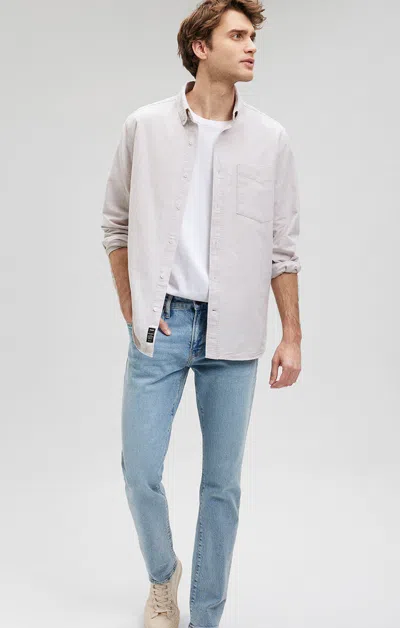 Shop Mavi Button-down Long Sleeve Shirt In Silver Lining In Beige