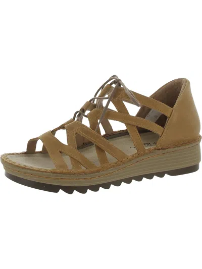 Shop Naot Yarrow Womens Nubuck Peep Toe Wedge Sandals In Brown