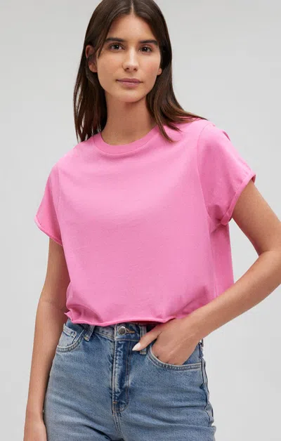 Shop Mavi Cropped Cut Off T-shirt In Shocking Pink