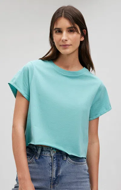 Shop Mavi Cropped Cut Off T-shirt In Aqua Sea In Light Blue
