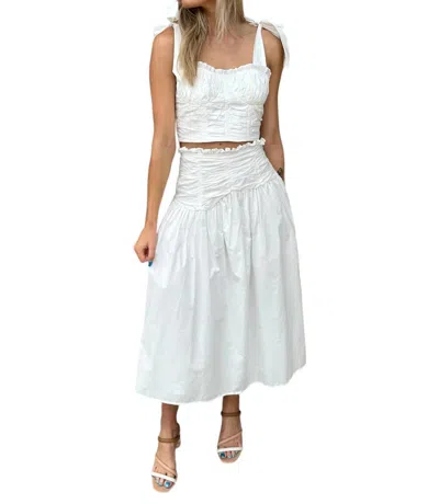 Shop Sofie The Label Audrey Ruched Midi Skirt In White