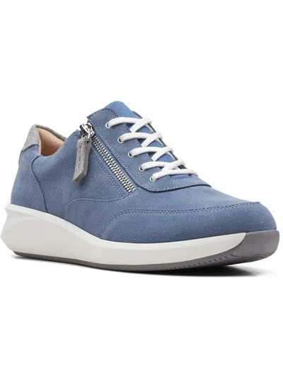Shop Clarks Un Rio Womens Suede Lifestyle Casual And Fashion Sneakers In Blue