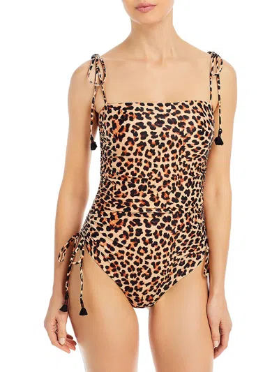 Shop Johanna Ortiz Ubuntu Womens Animal Print Tie Shoulder One-piece Swimsuit In Beige