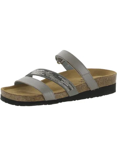 Shop Naot Colombus Womens Leather Slip On Slide Sandals In Grey