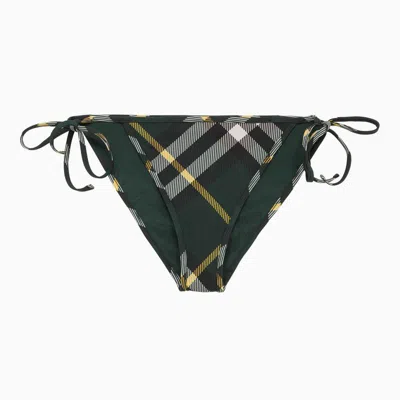 Shop Burberry Dark Bikini Briefs With Check Pattern In Green