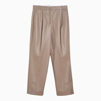 Shop Calvin Klein Leatherette Trousers In Beige