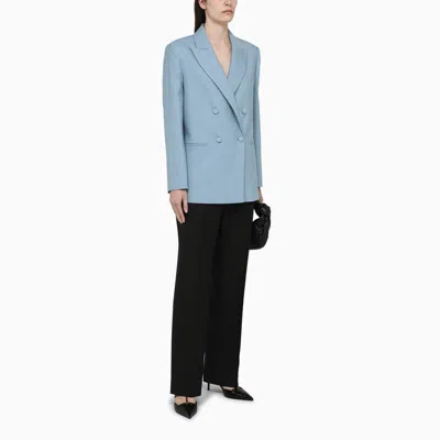 Shop Federica Tosi Cerulean Double-breasted Jacket In Blend In Blue