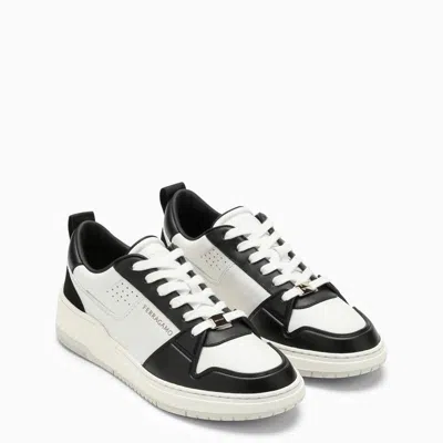 Shop Ferragamo Low Black/white Trainer In Multicolor