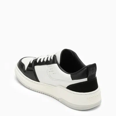 Shop Ferragamo Low Black/white Trainer In Multicolor