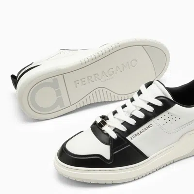 Shop Ferragamo Low Black/white Trainer In Multicolor